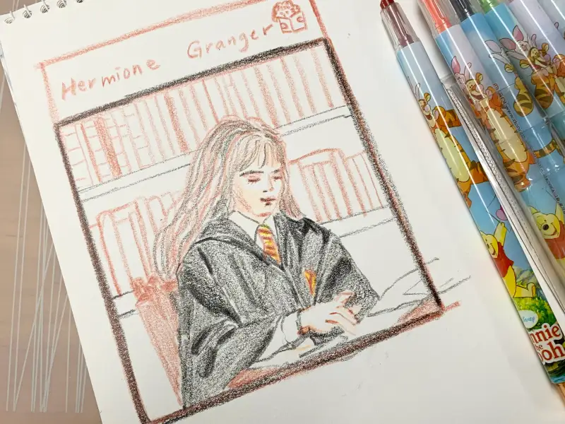 화방넷드로잉로그,색연필,해리포터,헤르미온느