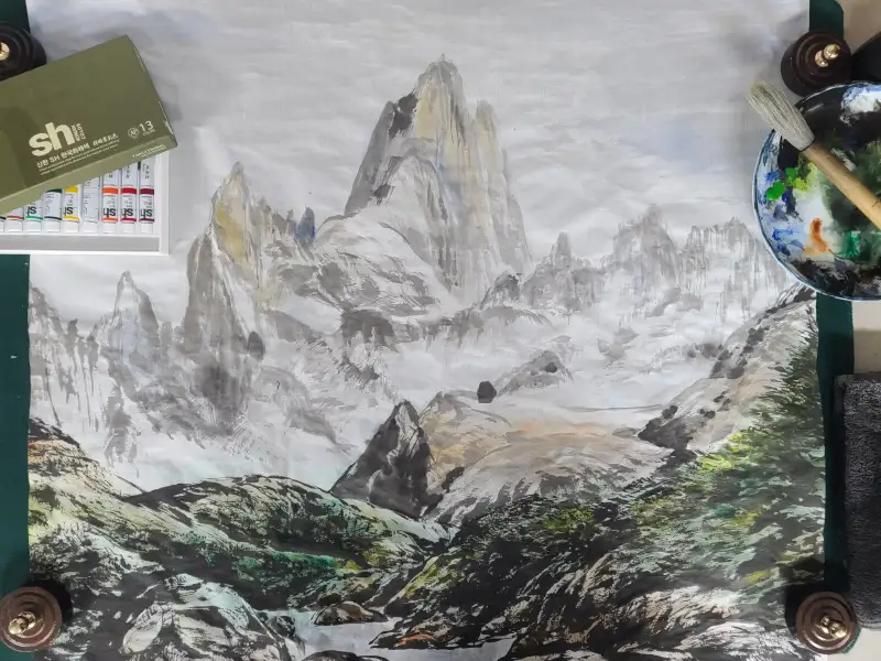 피츠로이,어설픈수묵담채,엉성한산수화