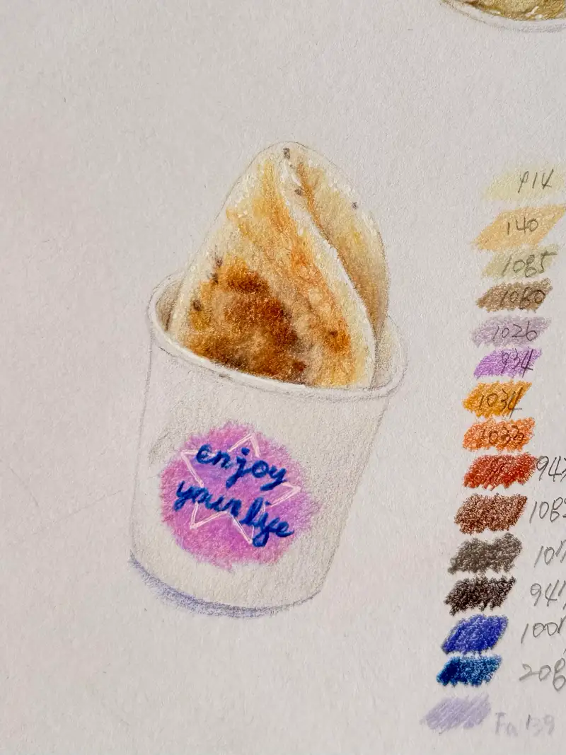 겨울간식,호떡,드로잉로그,화방넷드로잉로그,색연필화,색연필그림,프리즈마색연필