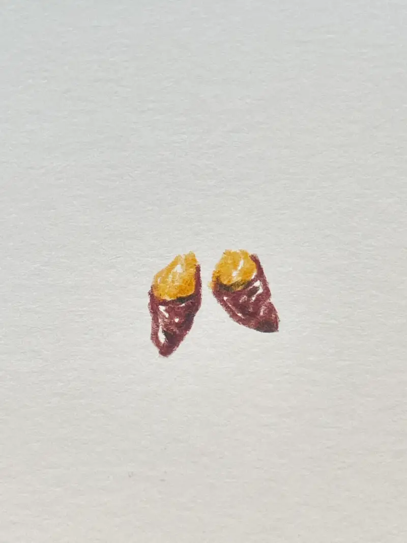 겨울간식,군고구마,색연필드로잉,프리즈마색연필