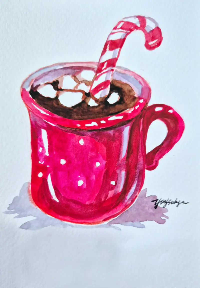 드로잉로그4기,수채화,핫초코