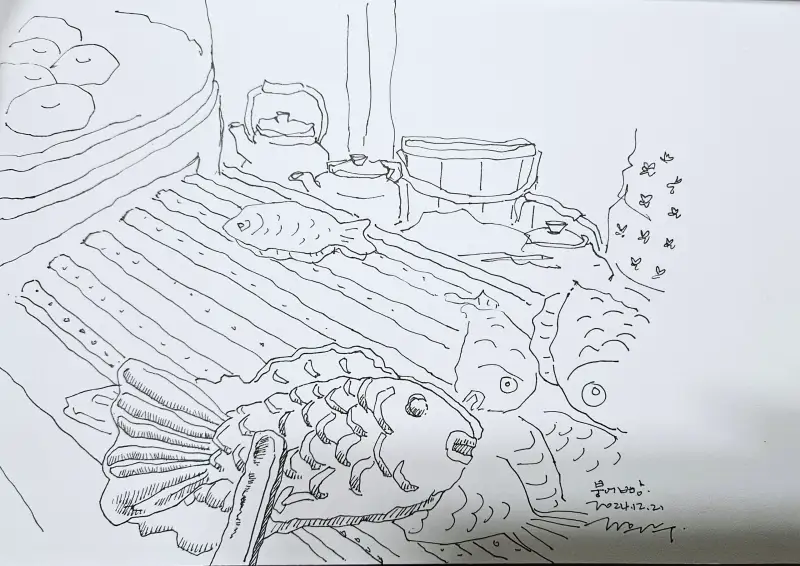 코픽멀티라이너,붕어빵,크로키,삼원아트스퀘어,드로잉북,겨울