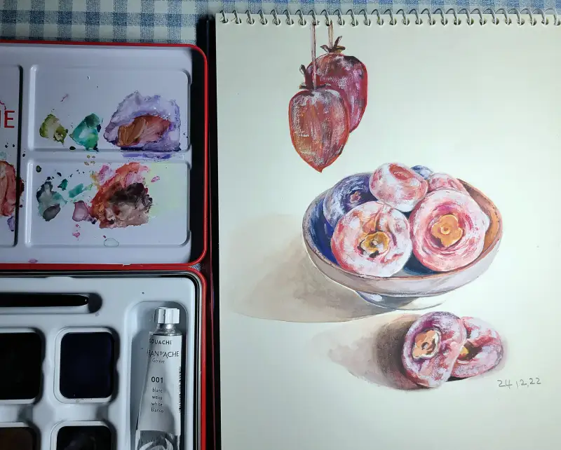 곶감그리기,드로잉로그,그리기습관,과슈그림,그림연습