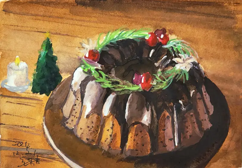 드로잉로그,화방넷드로잉로그,겨울간식,케이크,구겐호프