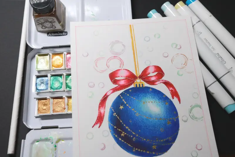 화방넷드로잉로그,화방넷,드로잉로그,오너먼트,펄물감,오후후마카,쉬민케펄물감,윈저앤뉴튼드로잉잉크,크리스마스장식,프리즈마유성색연필