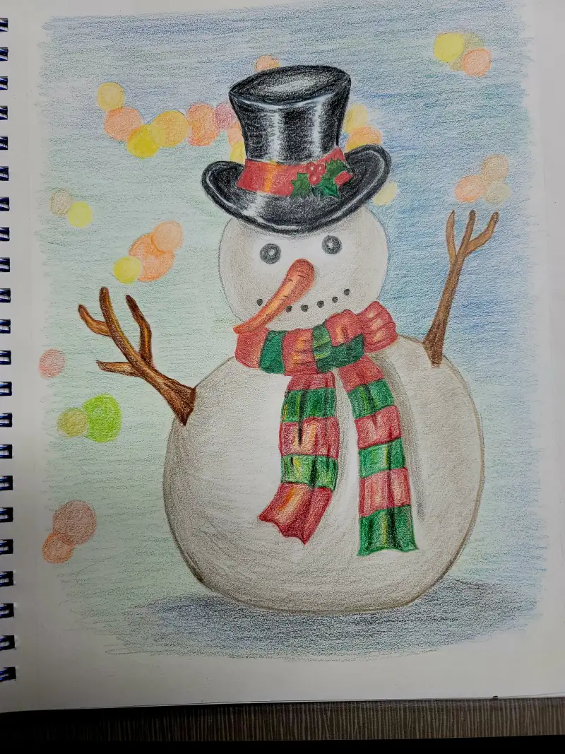 드로잉로그,화방넷,챌린지,색연필화,프리즈마칼라,유성색연필,눈사람오너먼트,오너먼트