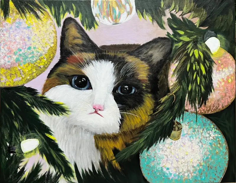 드로잉로그게시판,드로잉로그,드로잉로그4기,오너먼트,고양이,크리스마스트리,아크릴물감,아크릴화,화방넷드로잉로그,화방넷