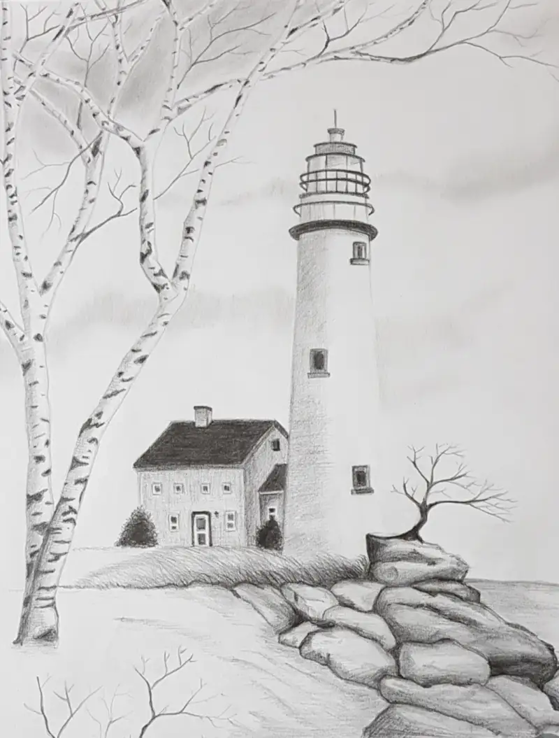 드로잉로그,화방넷,챌린지,연필화,바닷가별장