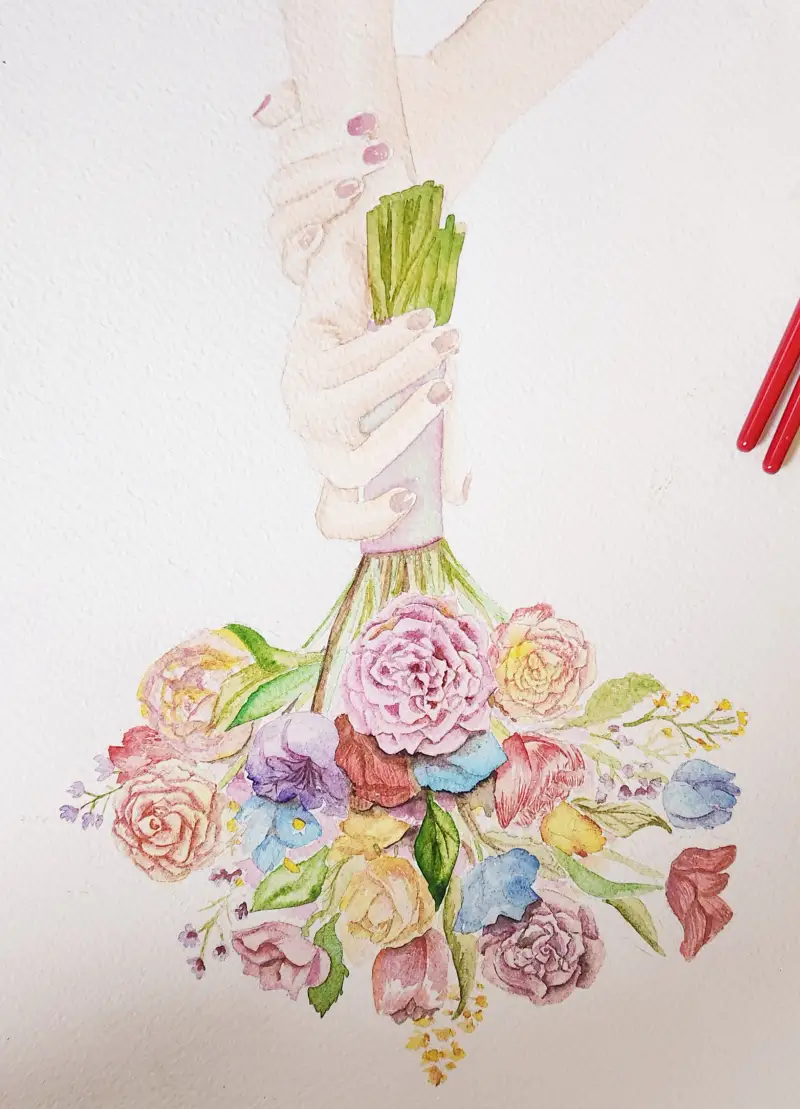 드로잉로그4기,선물,꽃다발,수채화