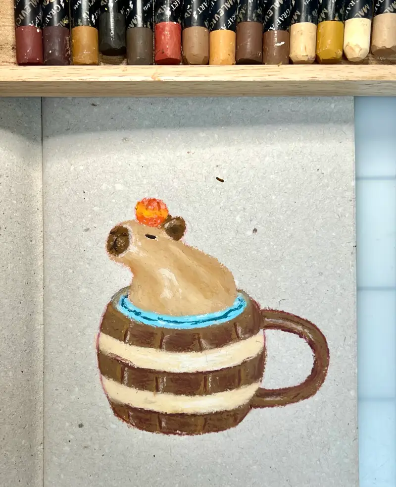 오일파스텔,카피바라,드로잉로그