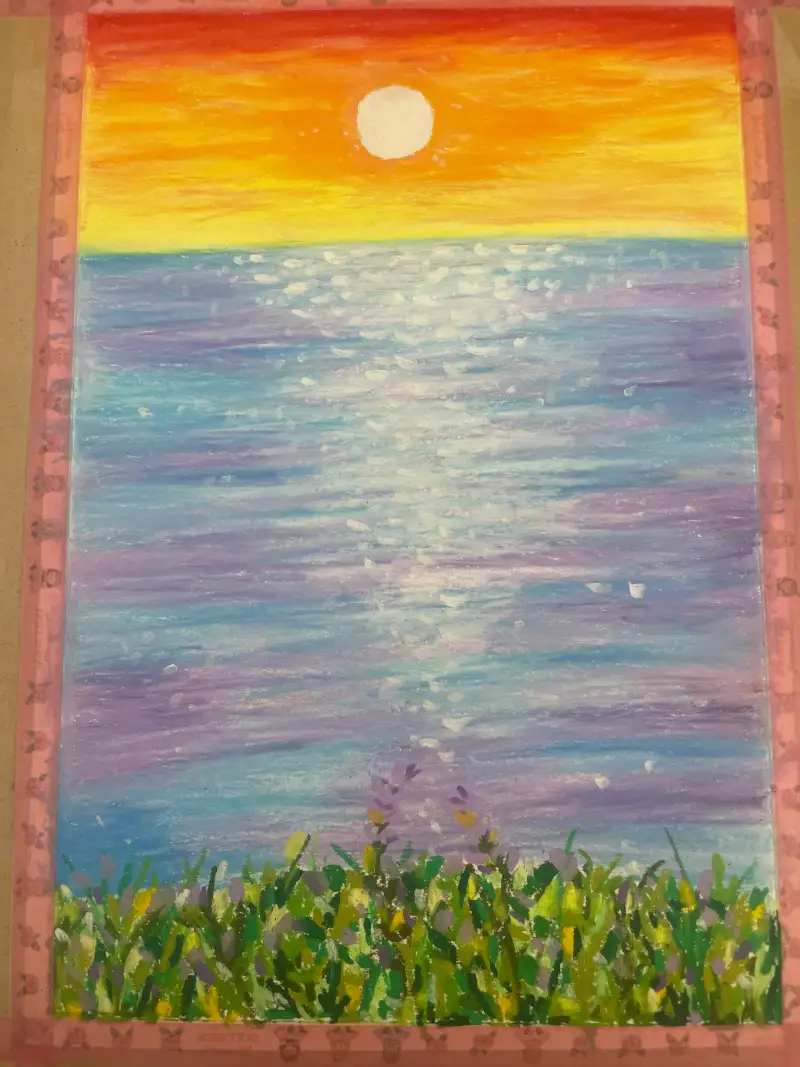 해돋이,오일파스텔화,오일파스텔,문교