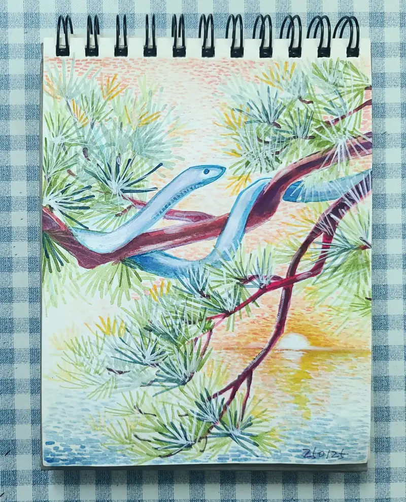 화방넷드로잉로그,수채화,주제가있는,그림습관,일출,을사년,새해,복많이받으세요