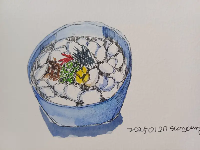 화방넷드로잉,설날음식그리기