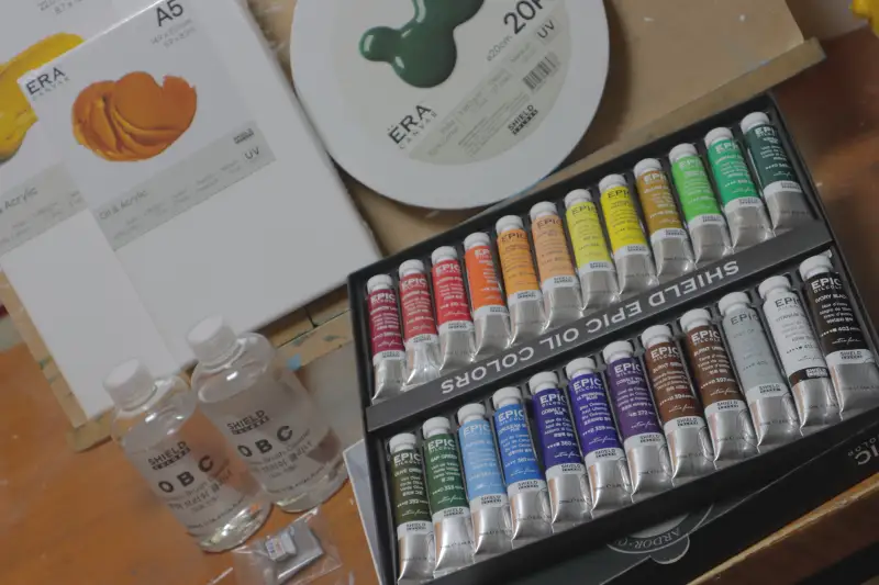 쉴드에픽유화물감,붓세척제,캔버스