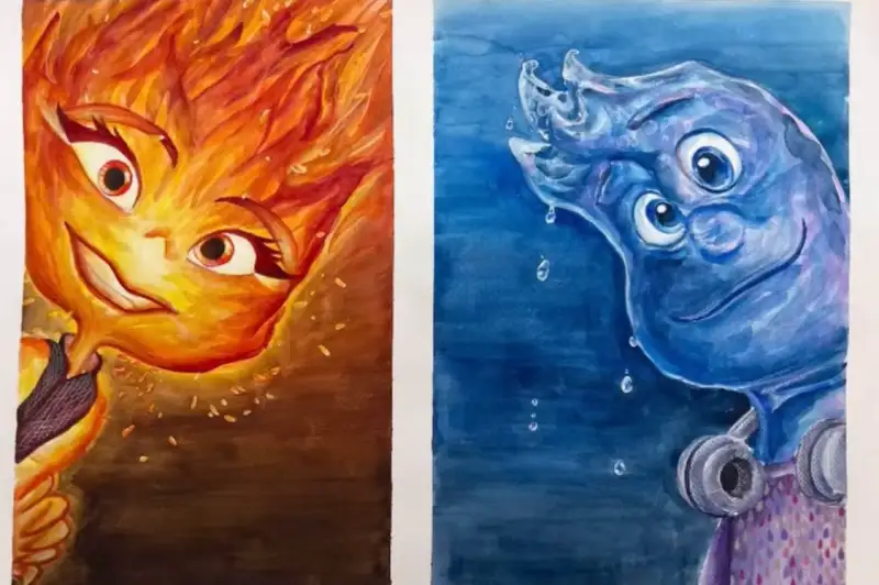 드로잉로그,엘리멘탈,영화그리기,수채화