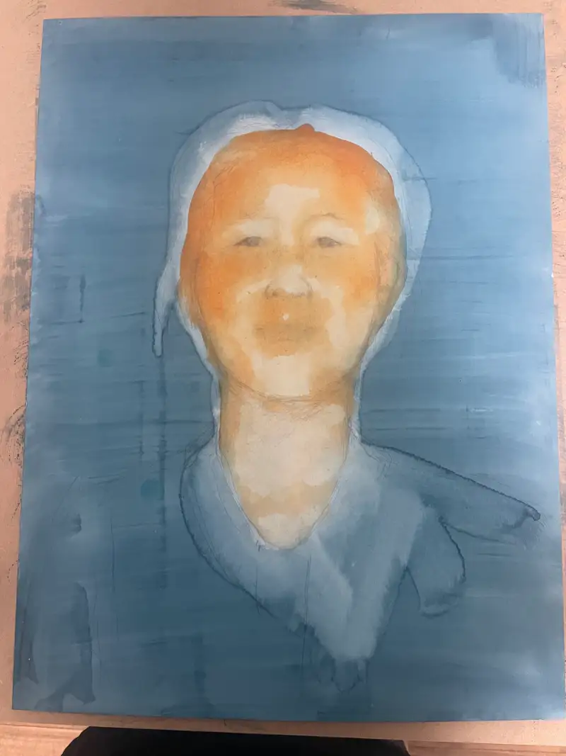 과슈,초상화,일러스트,일러스트보드,보드,워시,피부,인물