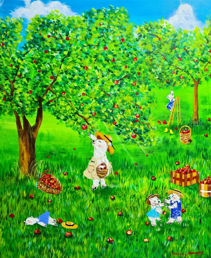 곰지맘,사과나무,북극곰,과수원