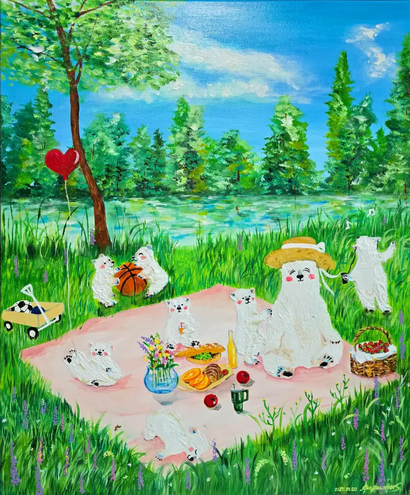 곰지맘,북극곰,피크닉,소풍,리퀴텍스