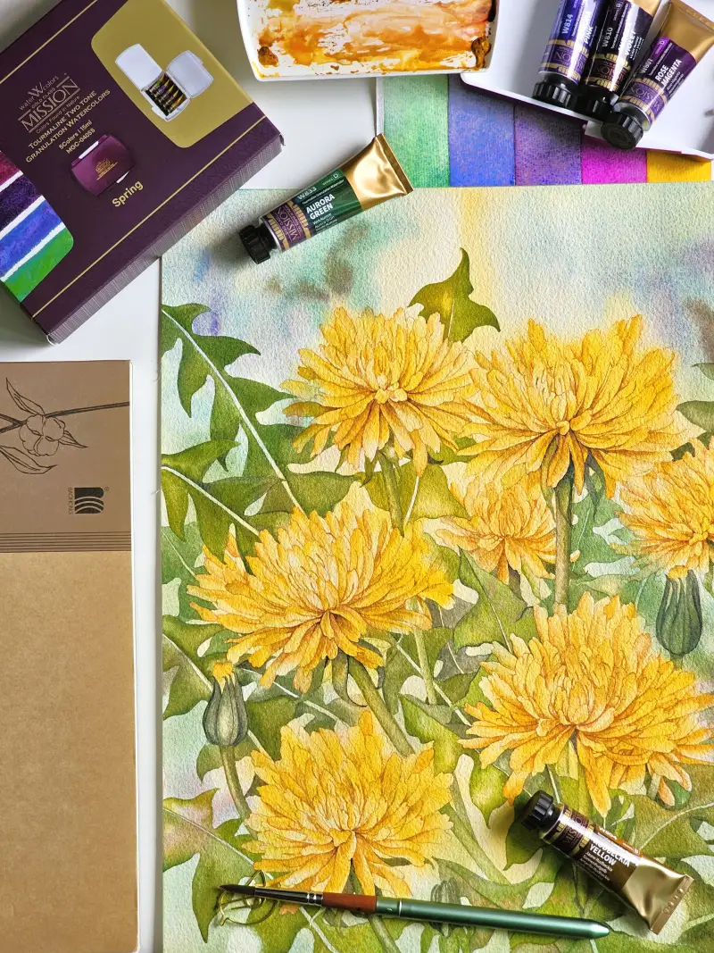 미젤로투톤그래뉼레이션물감,리얼코튼아티스트수채화용지