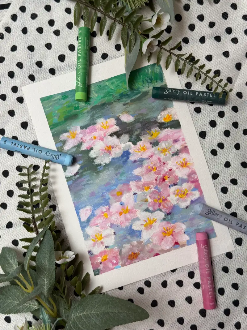 문교,오일파스텔,드로잉로그,벚꽃,SMLT