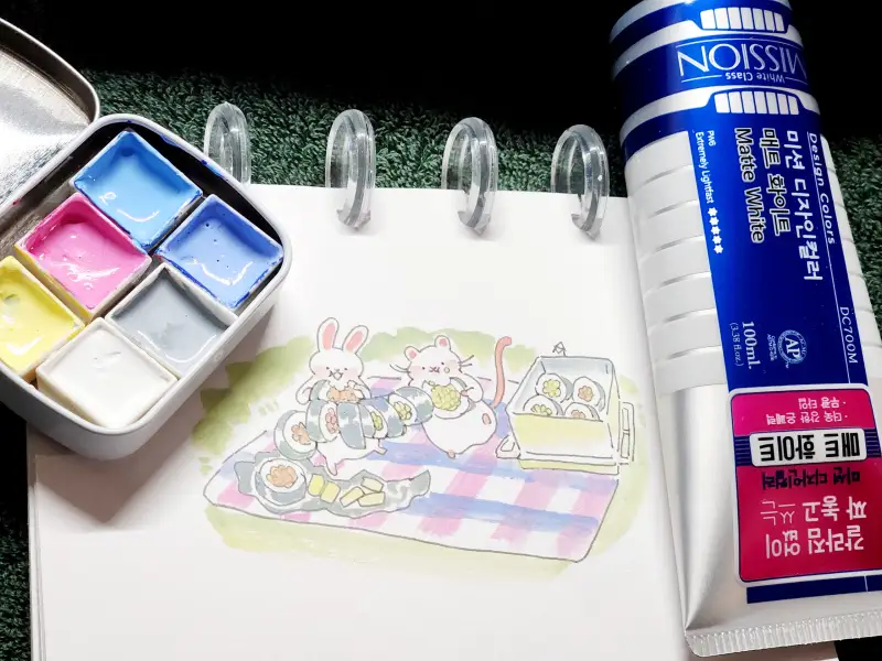 미젤로,미션디자인컬러,매트화이트,몽마르아트수채화물감