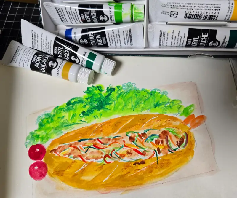 화방넷드로잉로그,7기2주차,도시락,과슈페인팅