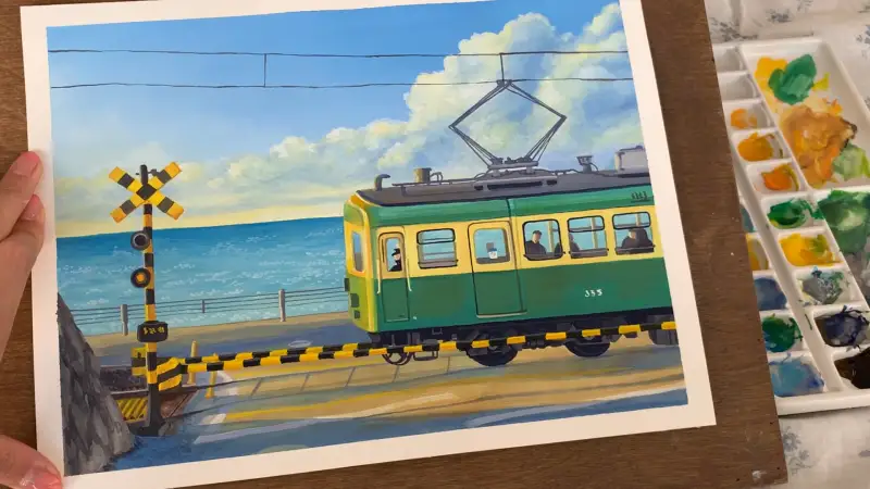 가마쿠라,과슈풍경,풍경화,과슈,gouche,홀베인,홀베인과슈,수채과슈