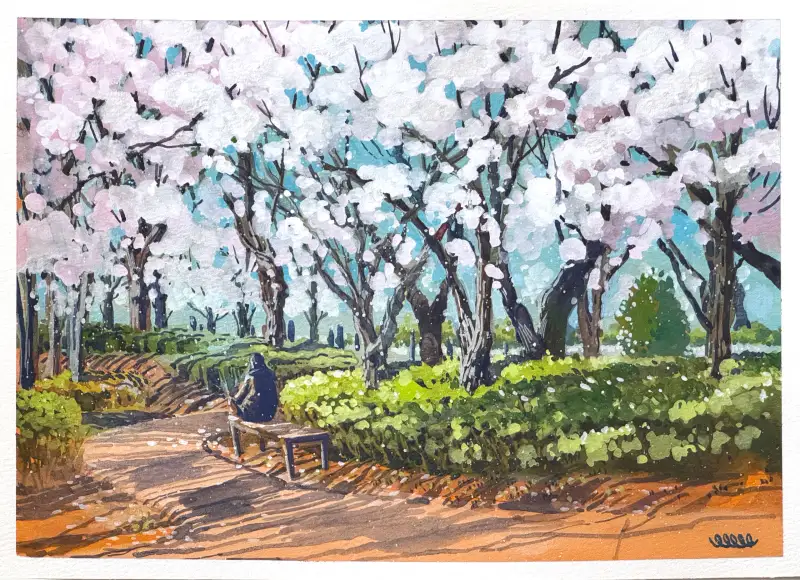 벚꽃,윤중로,리세이블브러쉬,홀베인브러쉬,송이냥,이냥,Cherryblossom,벚꽃그리기,과슈후기,구아슈