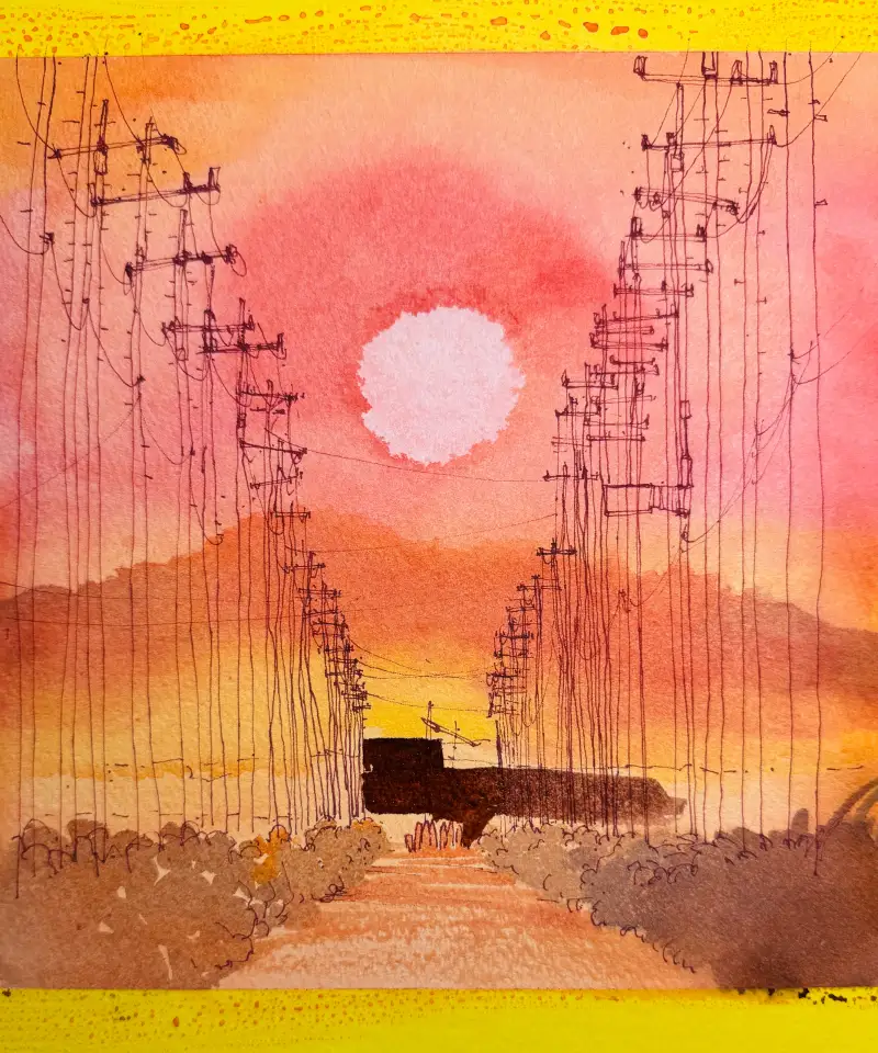 노을그림,수채화,Sunset,송이냥,이냥,컬러링,수채화그림