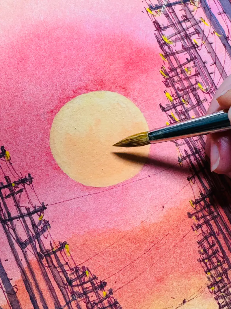 전봇대,1점투시,과슈,홀베인과슈