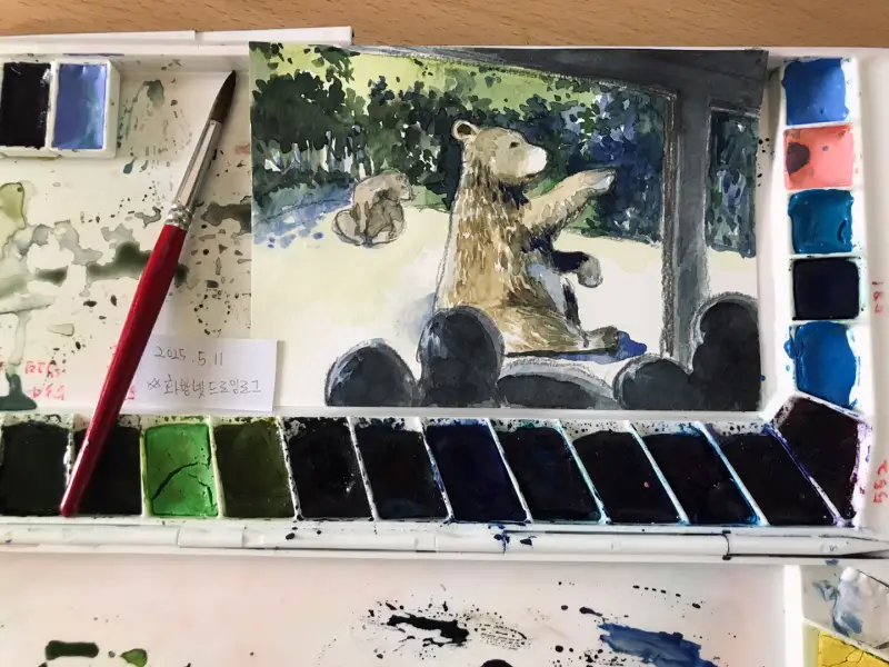 드로잉로그,드로잉로그8기,놀이동산,사파리,수채화