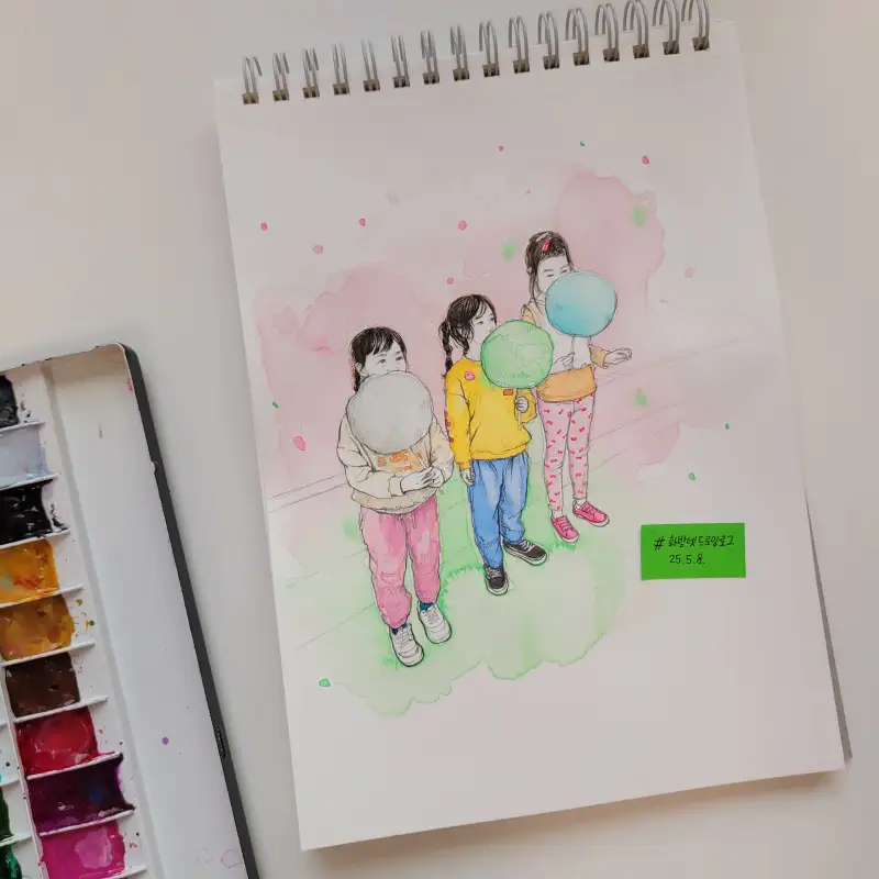 솜사탕,수채화,놀이동산