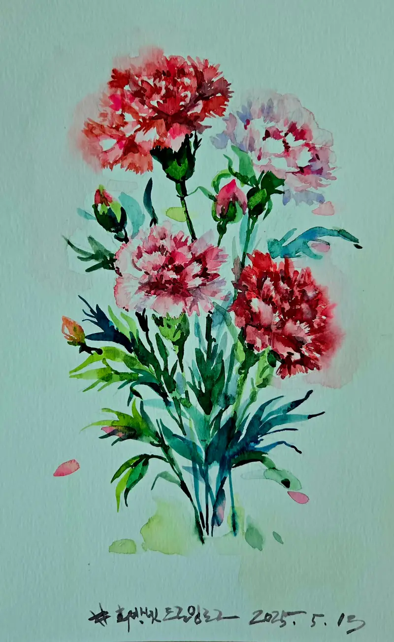 수채화,카네이션