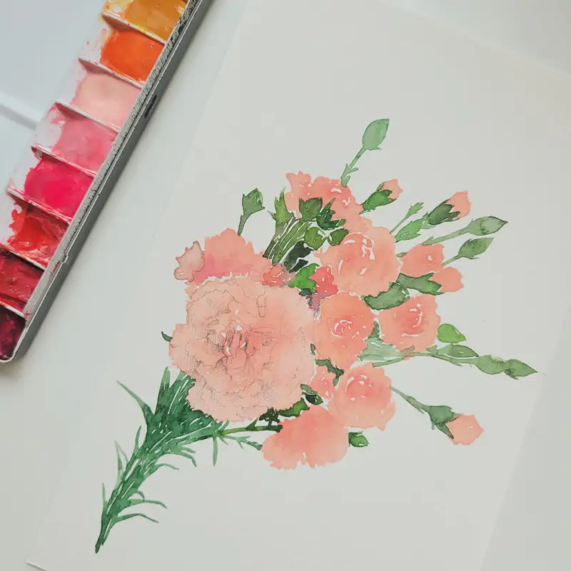 카네이션,수채화,캔손300,몽발