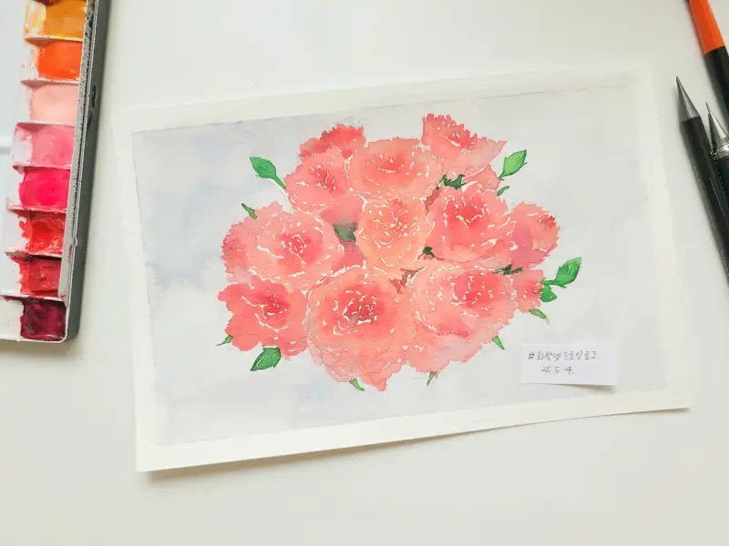 카네이션,수채화,캔손300