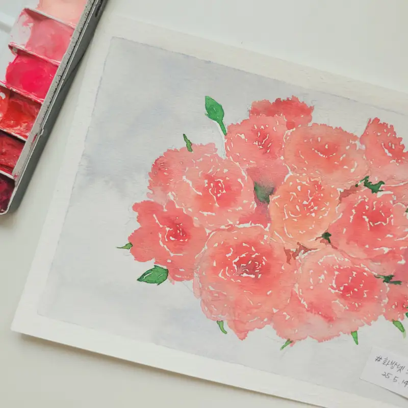 카네이션,수채화,캔손300