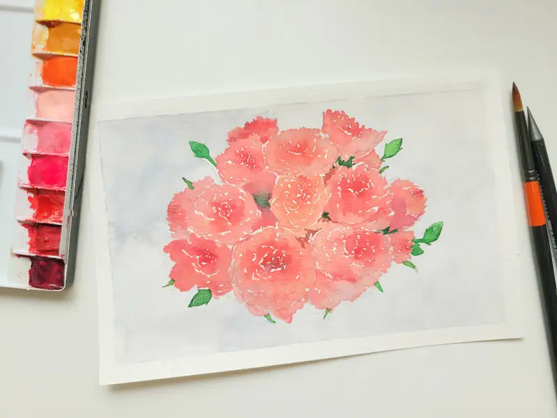 카네이션,수채화,캔손300