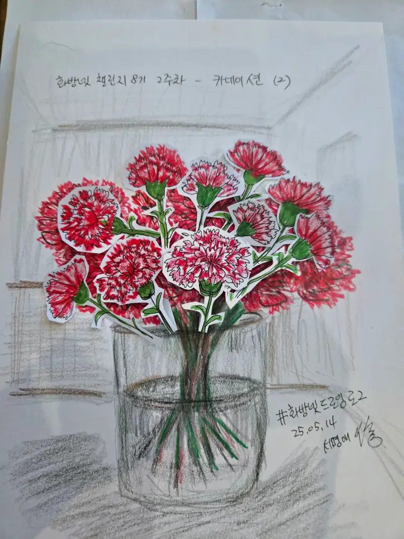 화방넷드로잉로그,화방넷챌린지,화방넷,8기,카네이션