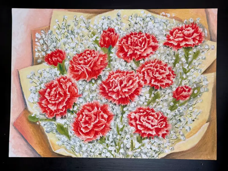 화방넷드로잉로그,꽃다발,오일파스텔