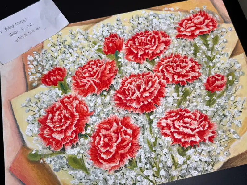 오일파스텔,카네이션