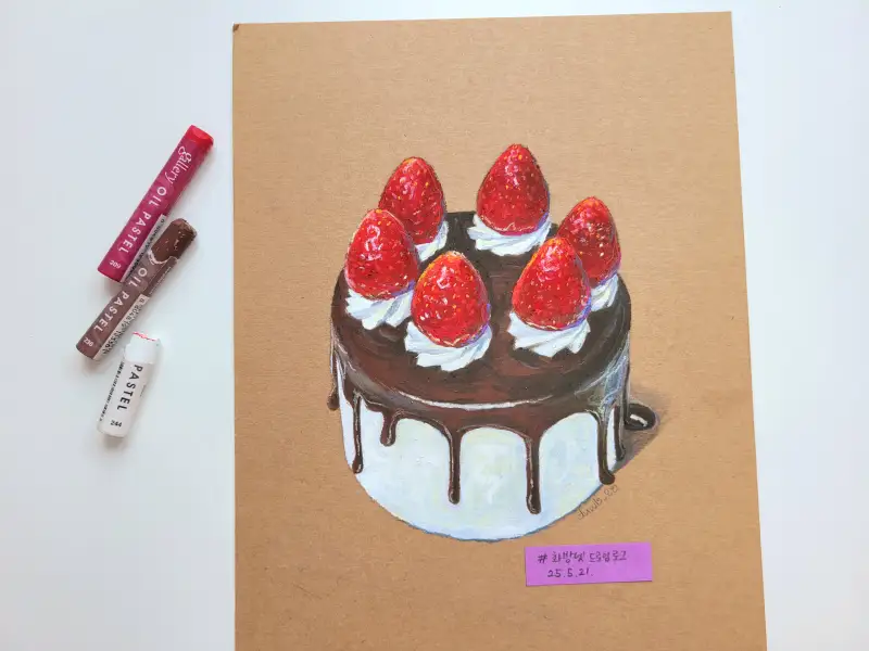 케이크,문교,오일파스텔
