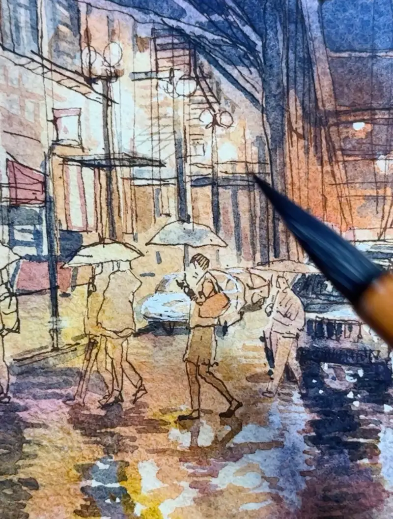 도시풍경,시카고,수채화,미젤로,투르마린,투톤