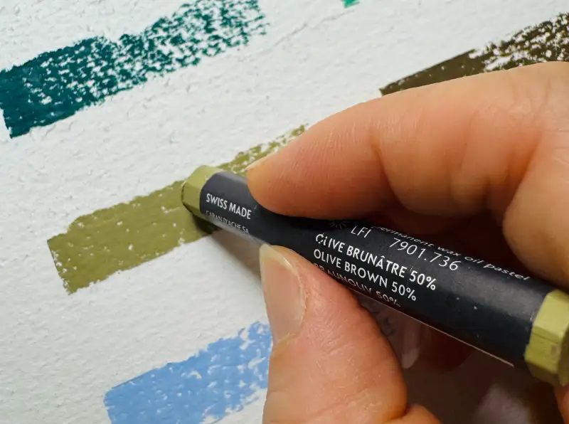 올리브그린,왁스오일파스텔,파스텔,6901,Carandache