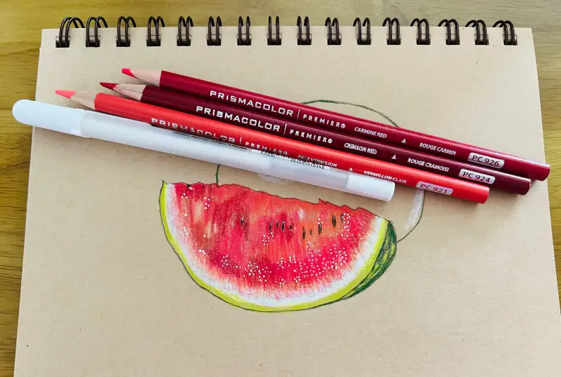 색연필그림,수박,드로잉