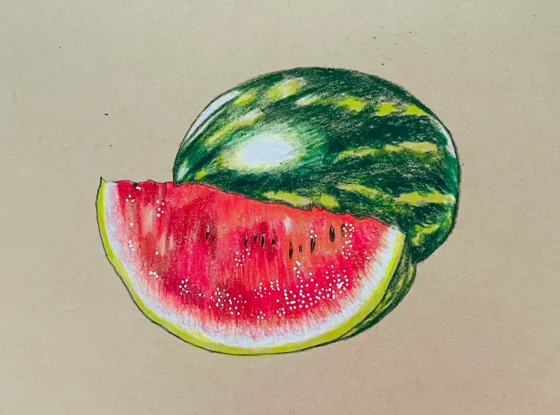 수박,드로잉로그,색연필화