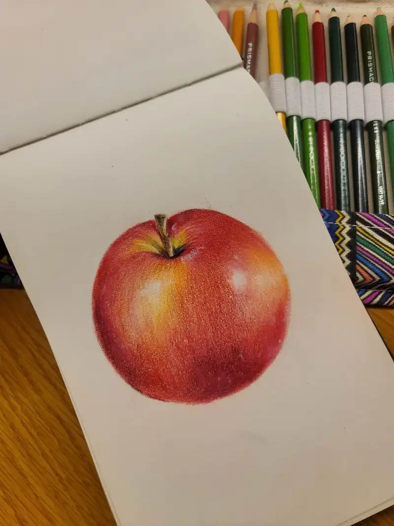 화방넷드로잉로그,드로잉로그9기,과일,사과,프리즈마유성색연필