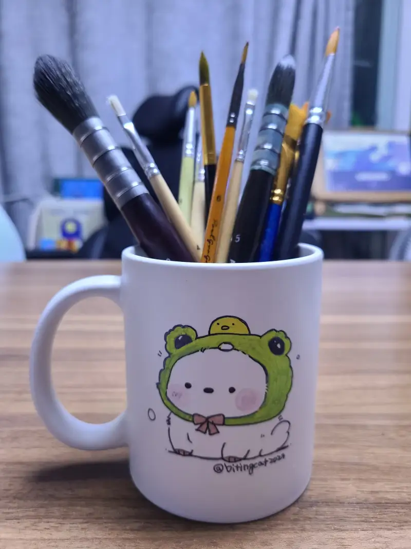 화방넷드로잉로그,드로잉로그9기,2주차,동물,머그컵에아크릴마카,잘그려지네,색감도이뻐,문교아크릴마카