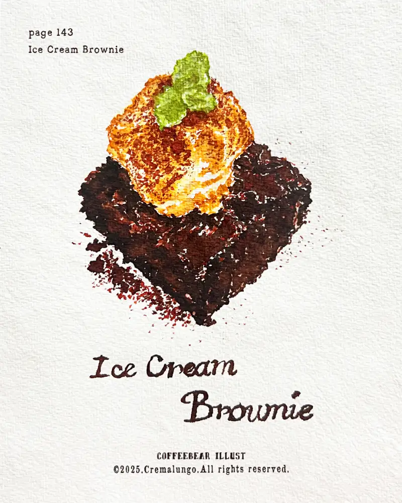 화방넷드로잉로그,드로잉로그여름방학,폴커피,아이스크림브라우니,만년필드로잉,푸드일러스트,잉크드로잉,디아민잉크