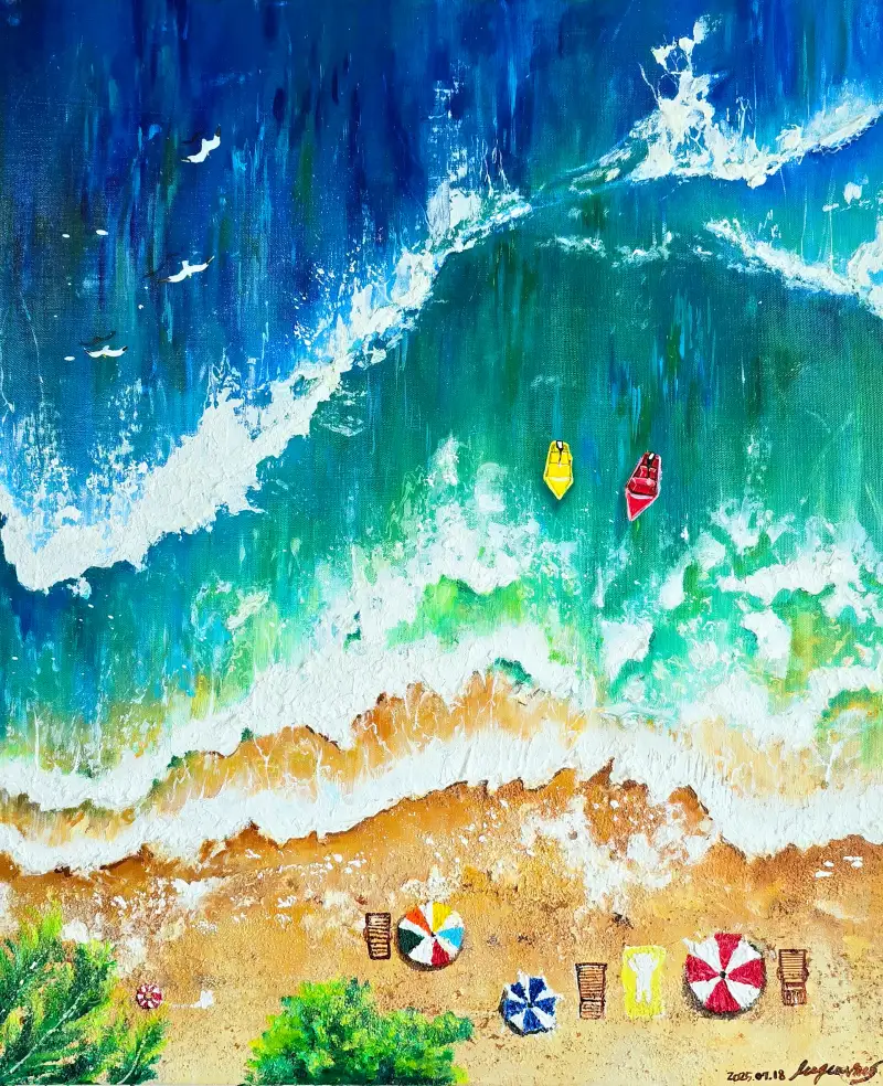 파도,여름,바다,아크릴화