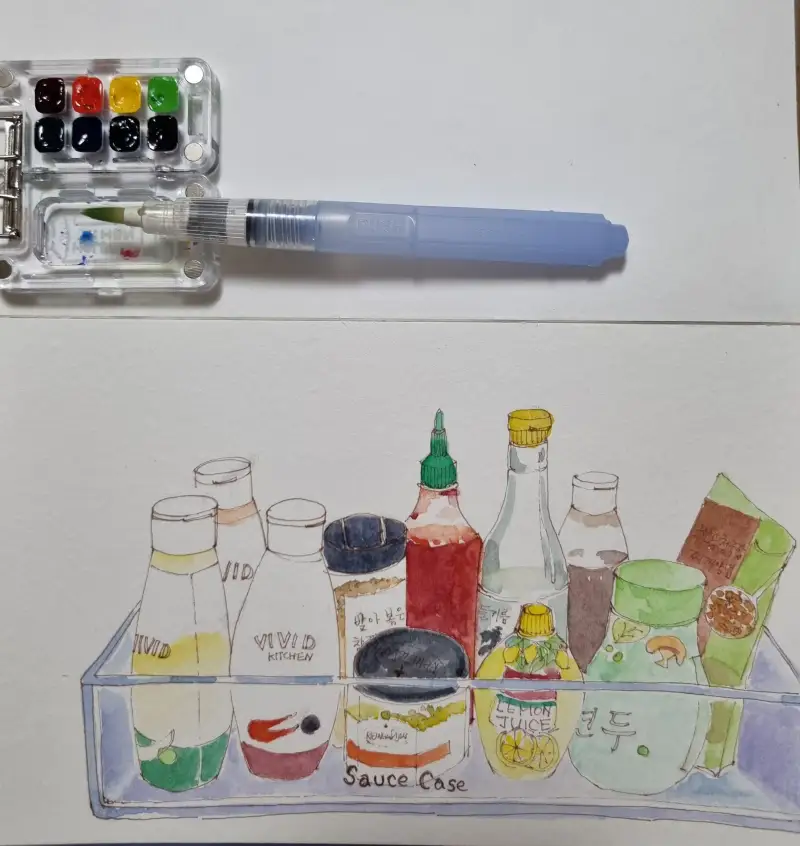 홀베인서일페v19,스테들러워터브러쉬,휴대용미니투명수채화팔레트